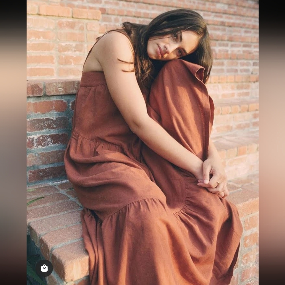 Abercrombie linen rust color maxi dress